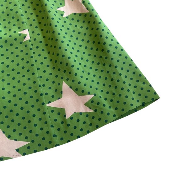 Girls From Savoy Anthropologie Green Star Print Silk Dress A-Line Size 4 Women's - Picture 7 of 12